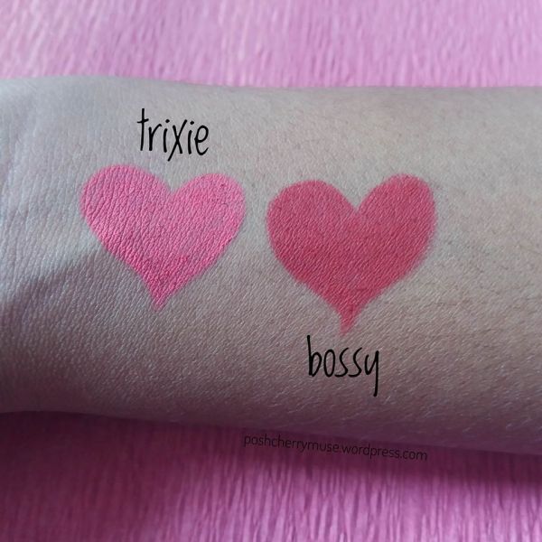 Colourpop Lippie pencil bossy and trixie swatches and review 3